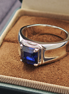 简单时尚个性925银镀金男戒指