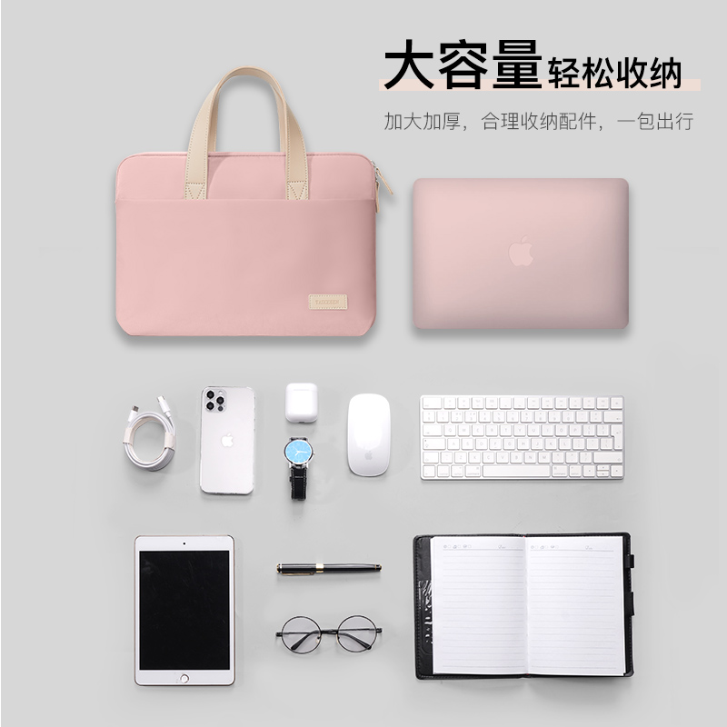 2024新款笔记本电脑包14寸女士手提适用苹果macbookair13联想小新pro15点6华为拯救者16防水防震平板内胆13.3 - 图1