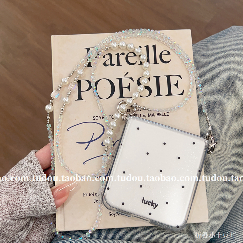 韩系波点软壳适用小米mixflip2手机壳防摔magicvflip2保护套razr50手提purax挂绳nova透明硅胶三星zflip6斜挎 - 图1