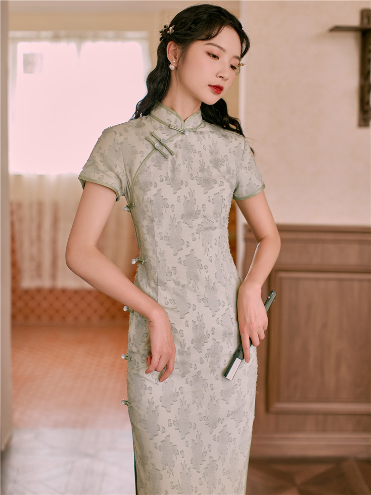麦子原创老上海民国风精致复古改良版优雅气质旗袍收腰显瘦连衣裙