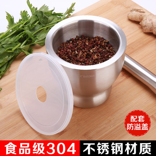 加厚双层304不锈钢捣蒜器  捣药罐盅蒜臼 捣碎器 研磨器研钵 - 图2