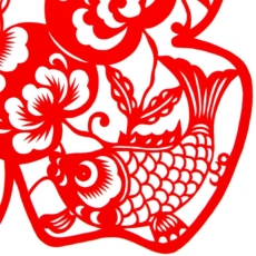 иероглиф "Счастье" 纯手工剪纸窗花锦鲤寿桃福字福贴春节新年装饰红色宣纸非遗