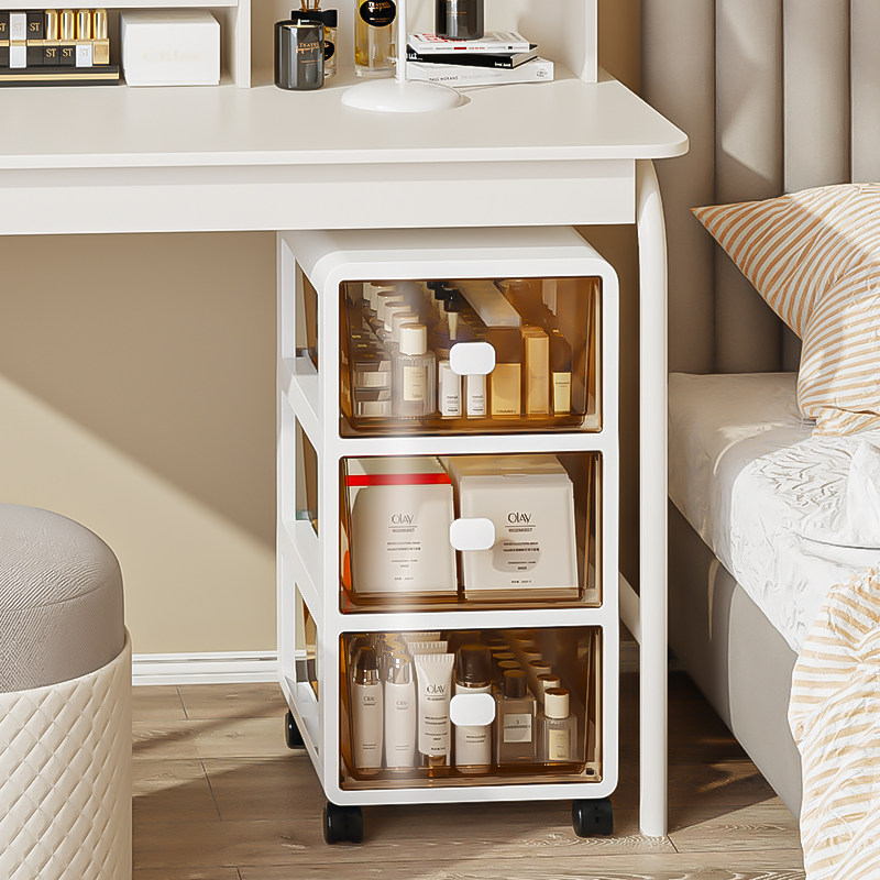 宿舍桌下推车收纳箱化妆品零食收纳柜儿童玩具储物柜大容量置物架 - 图3