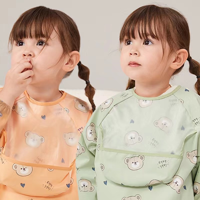 Waterproof and dirt-proof children's bib with clothes worn inside out