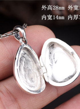 空心吊坠纯银黑玛瑙水滴项链