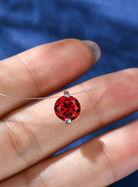 2克拉红色隐形项链人鱼的眼泪2025年新款925纯银网红同款锆石吊坠