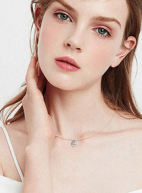 代发蛮好的人生同款项链女S925纯银隐形人鱼眼泪2克拉莫桑石吊坠