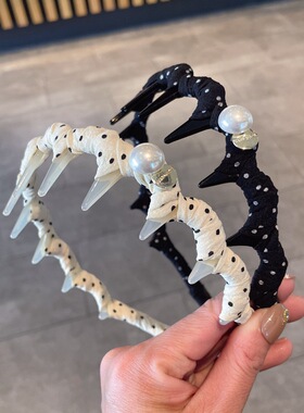 黑色波点带齿波浪发箍女秋发根蓬松神器洗脸压发防滑头箍发卡头饰
