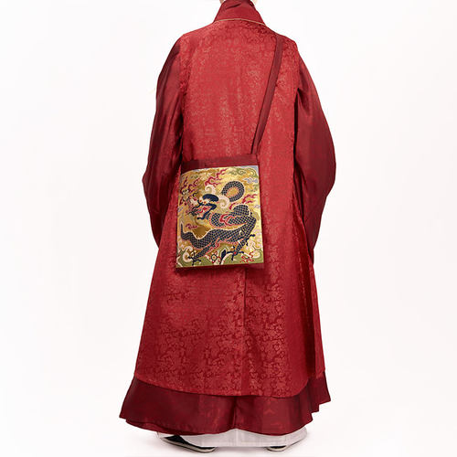 惜物国风 汉服配饰文创单肩斜挎背包中国风绣花织锦仙鹤补子包 - 图0