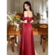 He Yi Jianyou <ຮັກ> French bud fishbone light wedding dress red and white satin tube top dress suspender dress