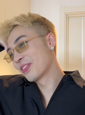 潮牌金属框黄绿色gm网红搞怪