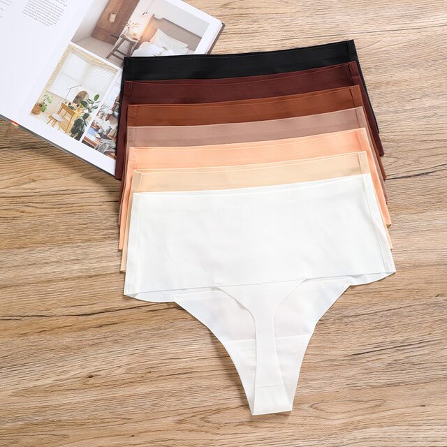 High waist, belly-tightening, markless sports large size fat mm thong