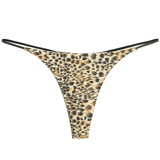European and American sexy leopard print thong with thin straps for women with peach butt