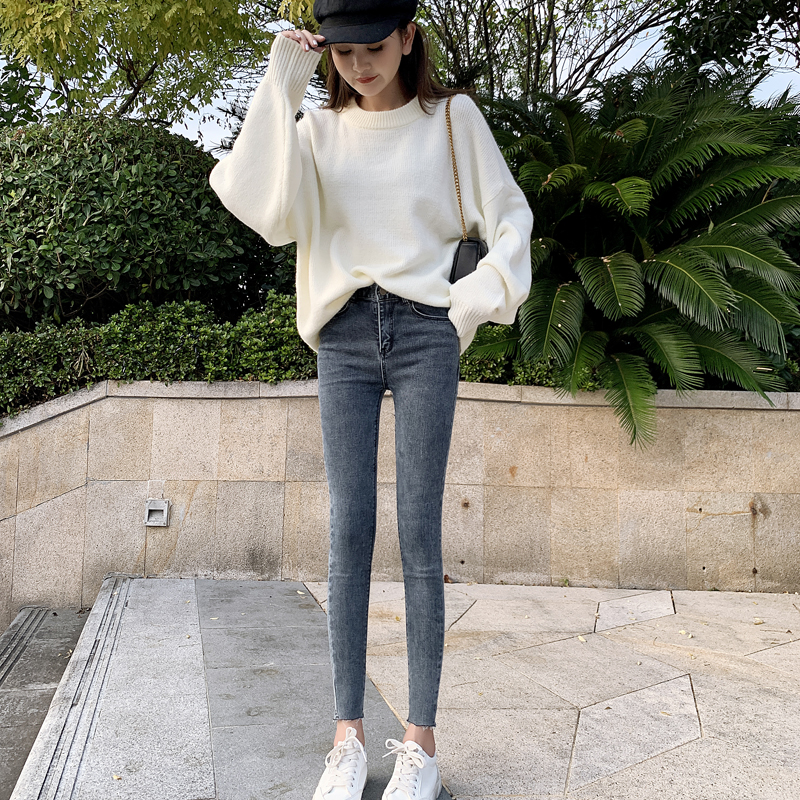 150cm小个子紧身八分牛仔裤女秋季高腰145学生九分显瘦小脚铅笔裤 - 图1