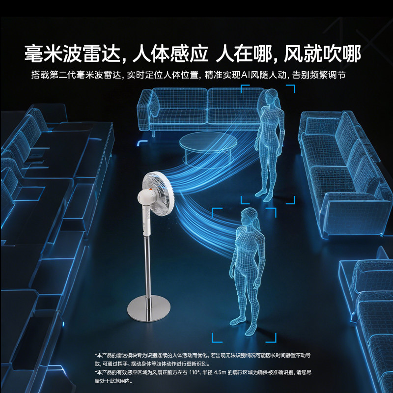 美的幸运草安睡电风扇2xpro落地扇静音家用2026新款智能省电电扇