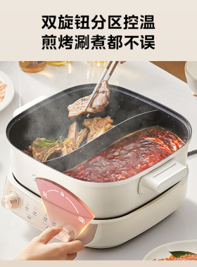 电热火锅美的5.5L大容量分控速沸