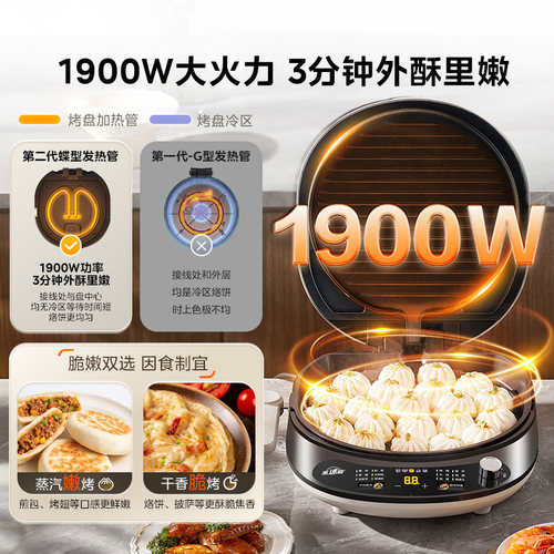 美的电饼铛家用双面加热可拆洗2025新款加大加深煎饼烙饼一体机 - 图1