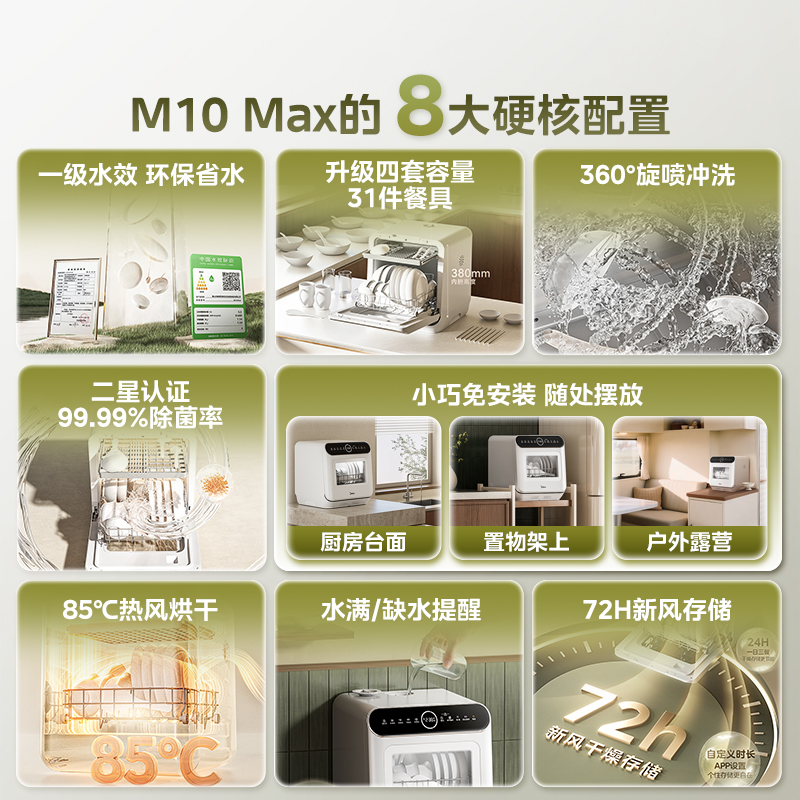 Midea 4 sets of desktop installation-free mini