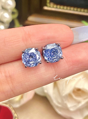 八角千禧玫瑰切蓝灰吊坠项链新款高碳钻艳丽彩宝粉钻指环黑套装