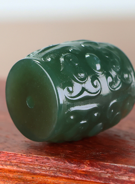 新疆和田玉青玉仿古桶珠男青白玉回纹珠配饰女玉石手串配珠diy