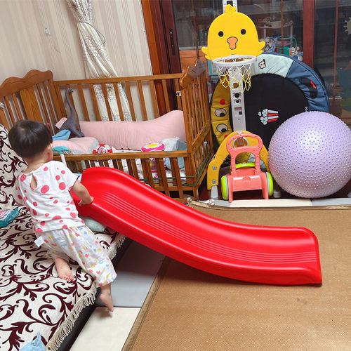 儿童室内多功能加厚滑滑梯宝宝床沿沙发滑梯小型家用滑道板玩具 - 图1