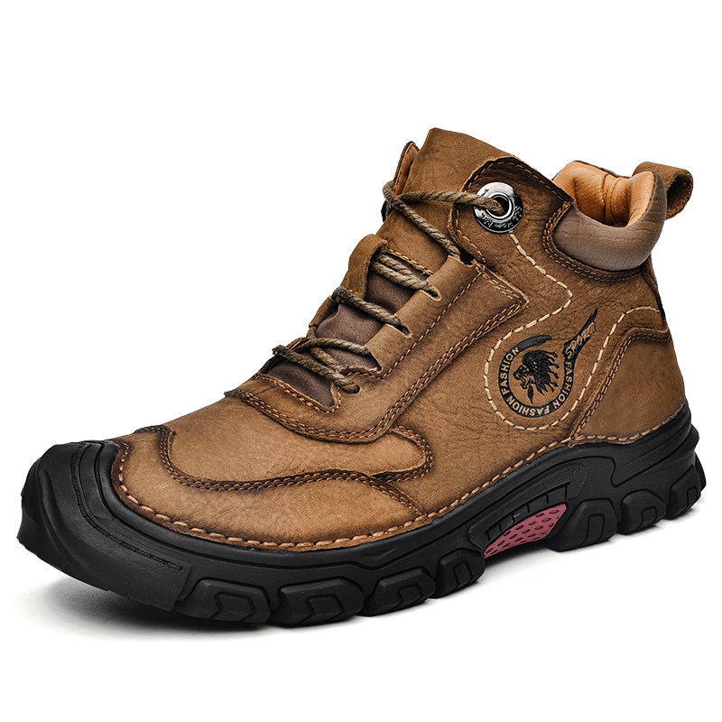 男士户外高帮皮靴加绒防滑棉皮鞋真皮登山鞋棉鞋保暖防水雪地靴男,淘宝优惠券,粉丝福利购,淘宝优惠卷