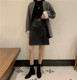 Plus size fat mm irregular slit A-line small leather skirt