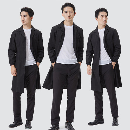 劳保大褂白大褂男实验服长袖蓝大褂搬运工工装医生工作服定制logo - 图0