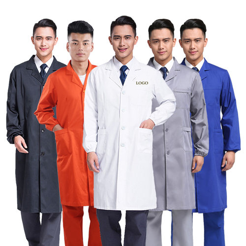 劳保大褂白大褂男实验服长袖蓝大褂搬运工工装医生工作服定制logo - 图2