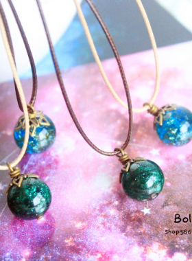 七彩纯手工琉璃星空短项链锁骨链