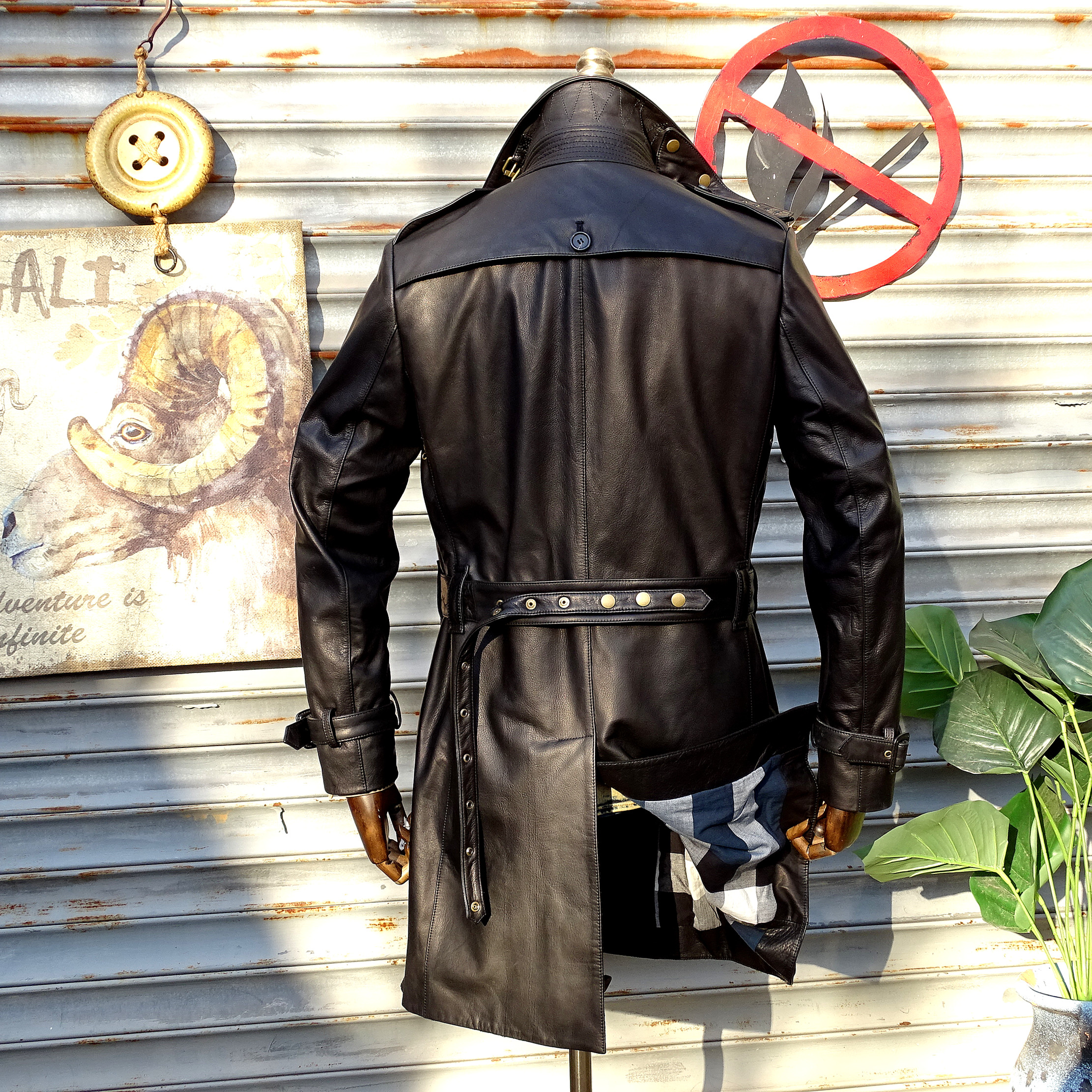 【魔鬼细节】日本安士联营川西金属光小牛皮中长款风衣真皮衣男女,淘宝优惠券,粉丝福利购,淘宝优惠卷