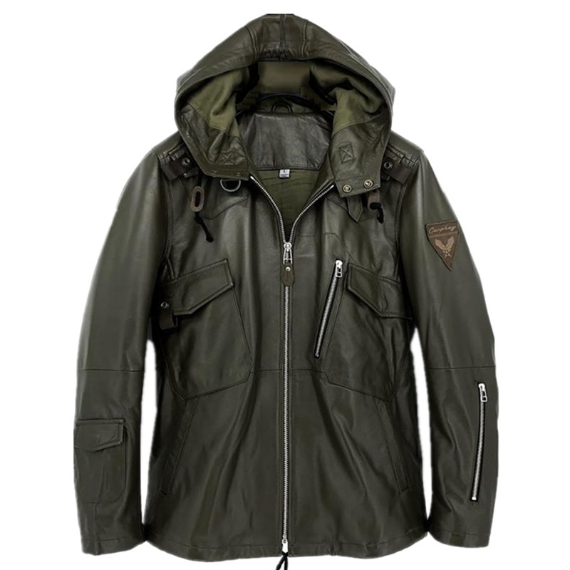 经典意大利产NAPPA羔羊皮真皮皮衣连帽男皮衣夹克休闲外套,淘宝优惠券,粉丝福利购,淘宝优惠卷