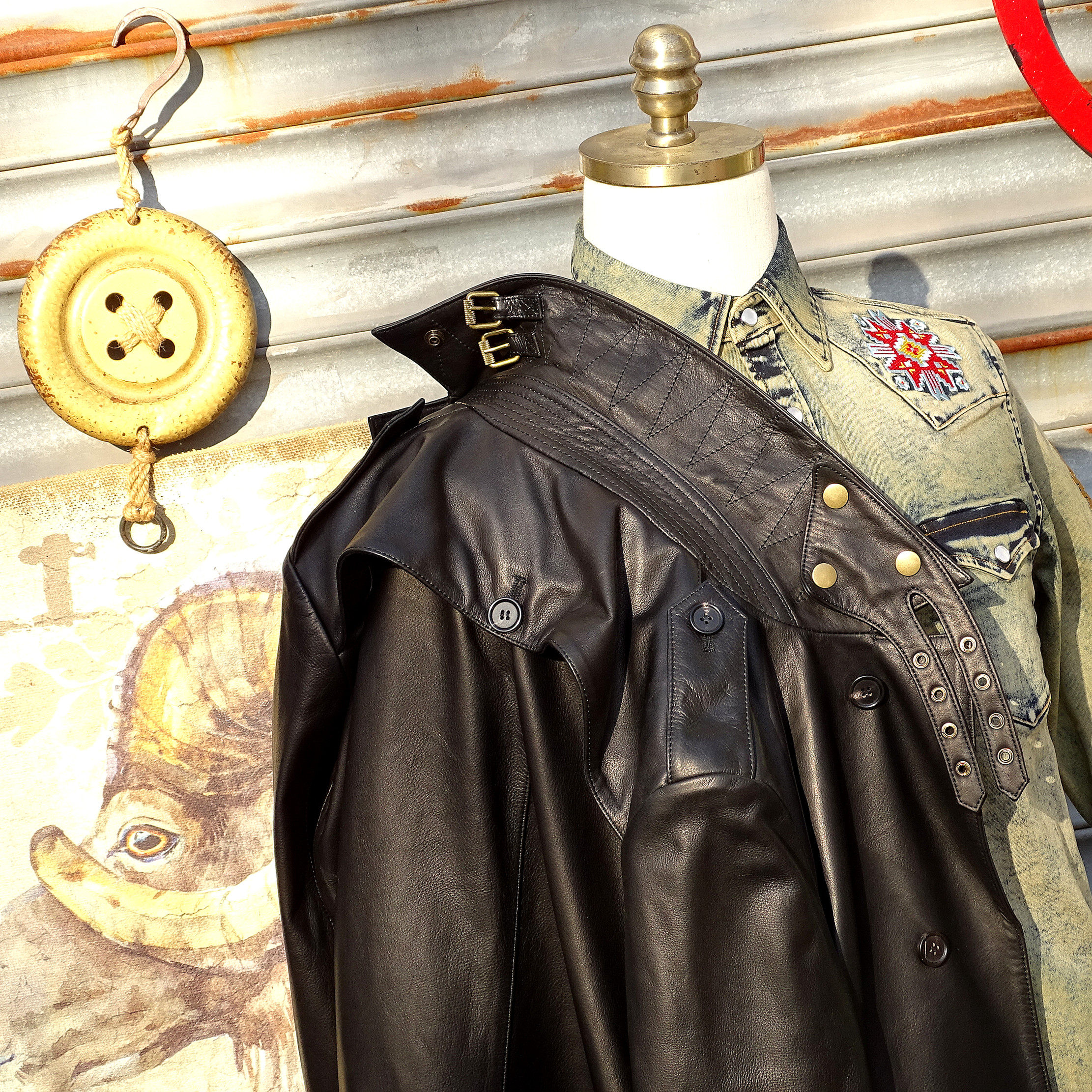 【魔鬼细节】日本安士联营川西金属光小牛皮中长款风衣真皮衣男女,淘宝优惠券,粉丝福利购,淘宝优惠卷