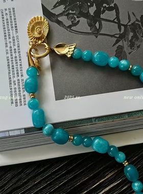 小众设计感蓝天河石项链