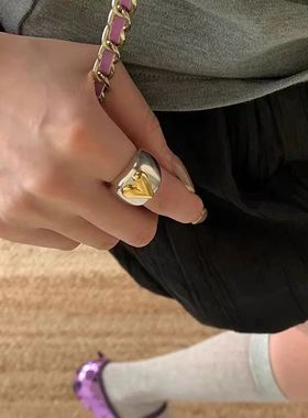 欧阳同款小众时尚朋克视觉系戒指女轻奢高级感甜酷爱心指环戒子潮