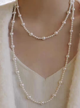 多种戴法的长款叠戴毛衣链颈链