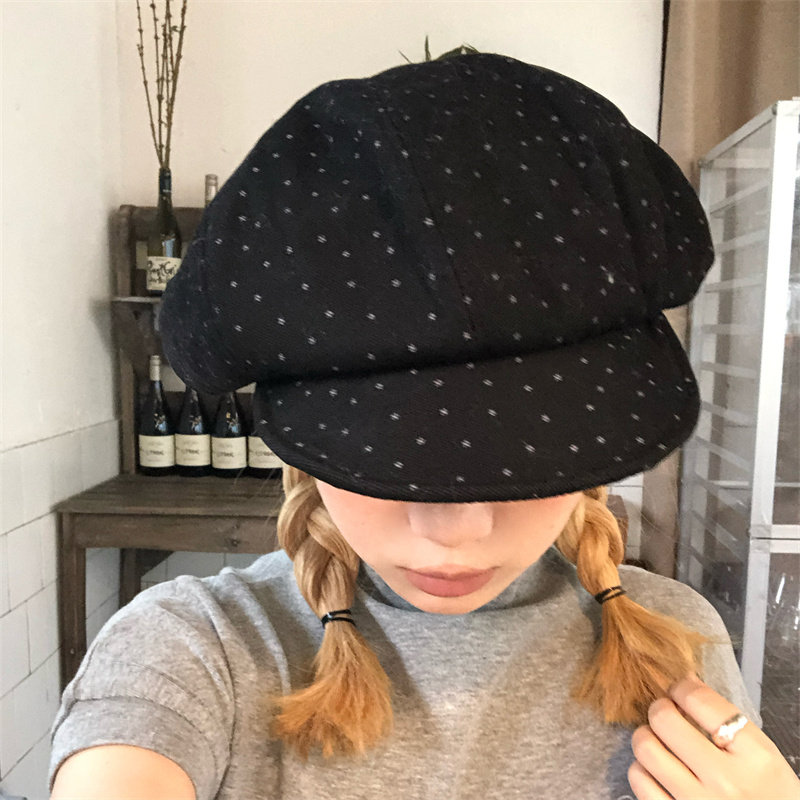 【miu系穿搭】韩版复古满天星贝雷帽子女百搭显脸小时髦八角帽潮
