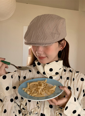 miu系穿搭复古前进帽褶皱肌理感