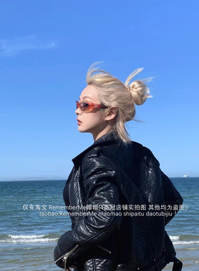 时髦辣妹磨砂橘红色Y2K墨镜女ins
