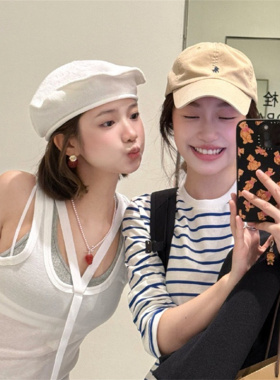 宅女同款白色贝雷帽百搭显脸小潮