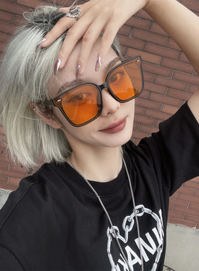 显脸小橘色墨镜女潮酷辣妹太阳镜