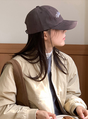 韩国进口磨毛棉弯檐女秋冬棒球帽