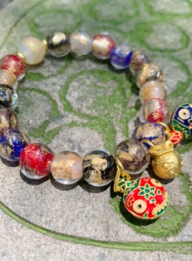 代上天竺金箔琉璃香灰手串