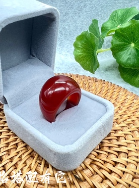 天然红玛瑙水滴扳指本命年鸿运男女款戒冰种绿黑白色玉髓戒指情侣