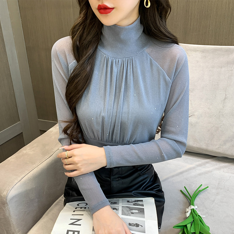 薄款/加绒打底衫内搭秋冬季新款长袖高领上衣女网纱洋气遮肉小衫,淘宝优惠券,粉丝福利购,淘宝优惠卷
