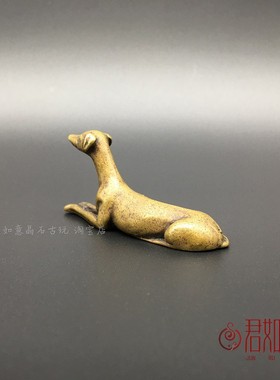 实心黄铜小狗摆件 小线狗站立狗斗狗看门狗生肖狗迷你仿真铜狗