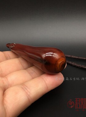 新品古玩收藏牛角角雕小茄子挂件美好寓意牦N牛角手把件仿古防老