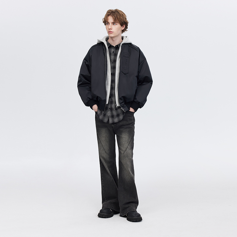 PSO Brand男装女装假两件MA-1美式飞行羽绒休闲夹克外套冬高级感 - 图2