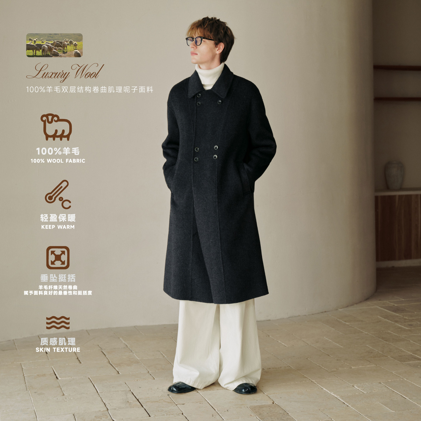 PSO Brand男装女装【100%羊毛】 LP风双排扣长款呢子大衣毛呢外套,淘宝优惠券,粉丝福利购,淘宝优惠卷