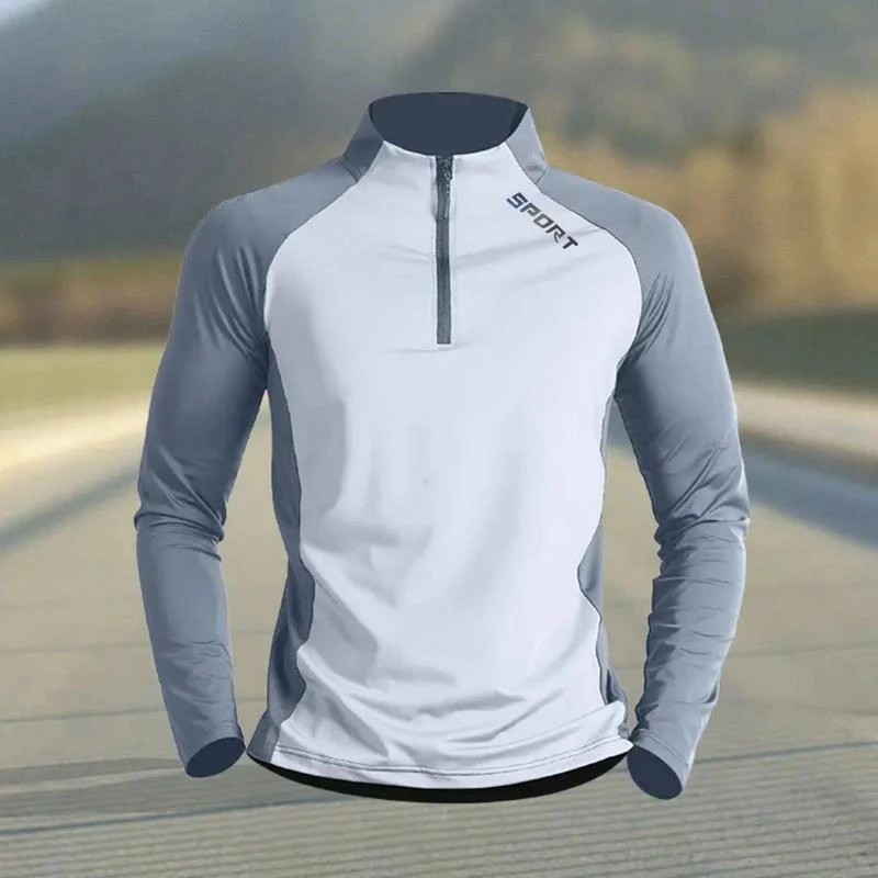 运动男士薄款透气秋冬跑步训练长袖上衣户外登山速干T恤宽松体育
